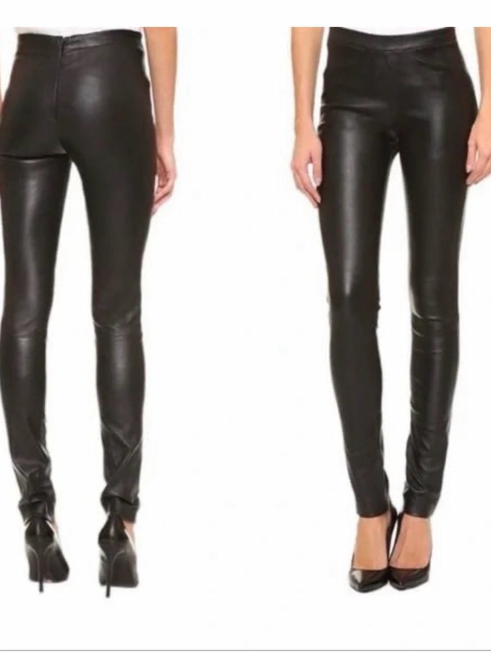 Zadig & Voltaire Pharel Deluxe Black Lambskin Leather Skinny Pants Size 36
